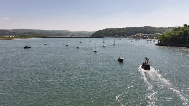 Conwy estuary aerial view, North Wales, United Kingdom