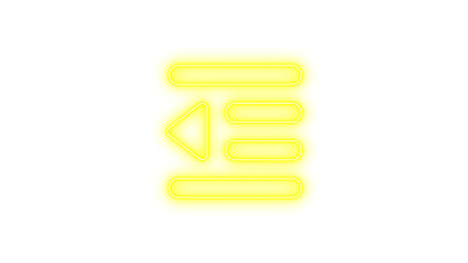 Neon Text Alignment Icon, Neon outdent icon glow with transparent background