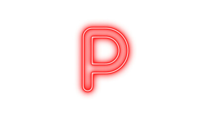 Glowing Neon Letter P, Neon p icon glow with transparent background