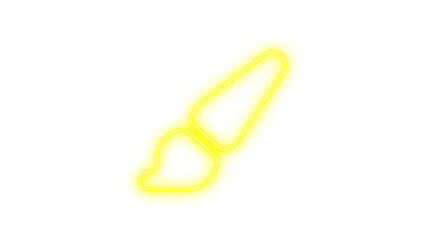 Glowing Neon Paintbrush Outline, Neon paintbrush icon glow with transparent background
