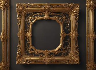 Intricate gold frame, retro design, elegant flourishes,  border,  baroque