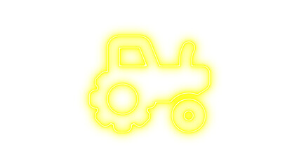 Neon tractor icon glow with transparent background