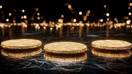 Dynamic motion-inspired asset portfolio graph with pie slices digital environment close-up view visual analytics