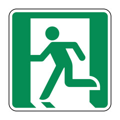 Emergency Exit Sign &ndash; Left-Hand Direction &ndash; Safe Condition &ndash; High Quality Vectorial Graphic