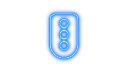 Glowing neon traffic light icon with three circles, Neon traffic light icon glow with transparent background