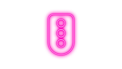 Glowing neon traffic light icon with three circles, Neon traffic light icon glow with transparent background