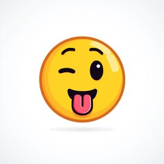 Fototapeta premium Winking Tongue Emoji with Funny Face