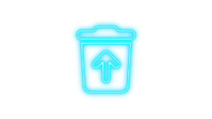 Neon Trash Bin Icon with Upward Arrow, Neon trash arrow up icon glow with transparent background