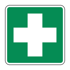 Obraz premium First Aid Safe Condition Sign – Emergency Medical Assistance Location – High Quality Vectorial Graphic