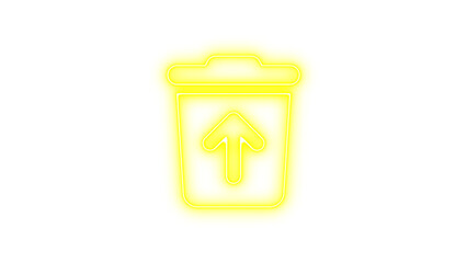 Neon Trash Bin Icon with Upward Arrow, Neon trash arrow up icon glow with transparent background