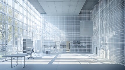 Technical workspace with a grid themed layout promoting structured thinking and meticulous planning The design incorporates geometric patterns to enhance a sense of order and efficiency