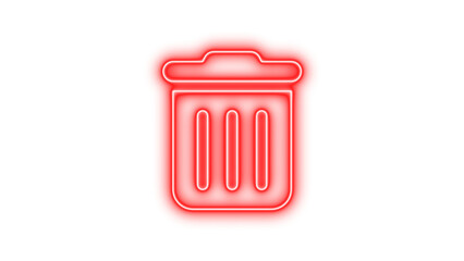 Neon trash can icon with glowing effect, Neon trash can icon glow with transparent background