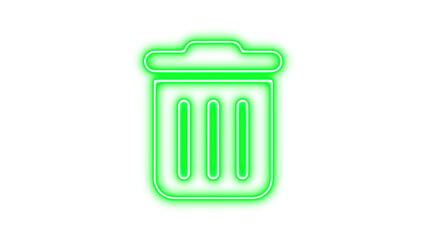 Neon trash can icon with glowing effect, Neon trash can icon glow with transparent background