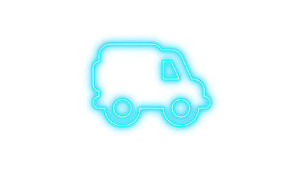 Neon Delivery Truck Outline, Neon truck field icon glow with transparent background
