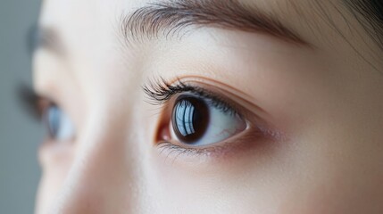 Naklejka premium Close-up view of a person's eye and eyebrow region.