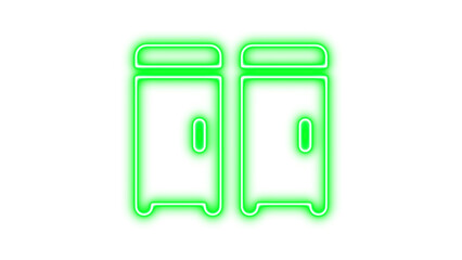 Glowing neon icon of two standing lockers with handles