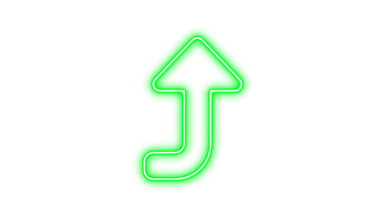 Glowing neon arrow pointing upwards, Neon turn up icon glow with transparent background