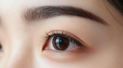 Fototapeta premium Close-up view of a woman's eye with makeup.