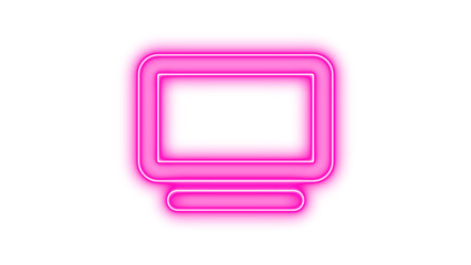 Fototapeta premium Neon Computer Monitor Icon, Neon tv icon glow with transparent background