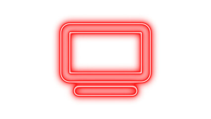 Neon Computer Monitor Icon, Neon tv icon glow with transparent background