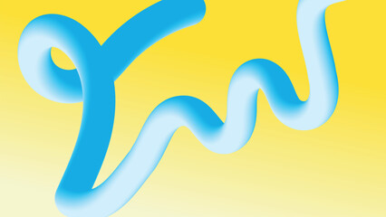 Wavy Blue 3D Ribbon on Yellow Background