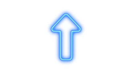 Glowing neon arrow pointing upwards, Neon up long icon glow with transparent background