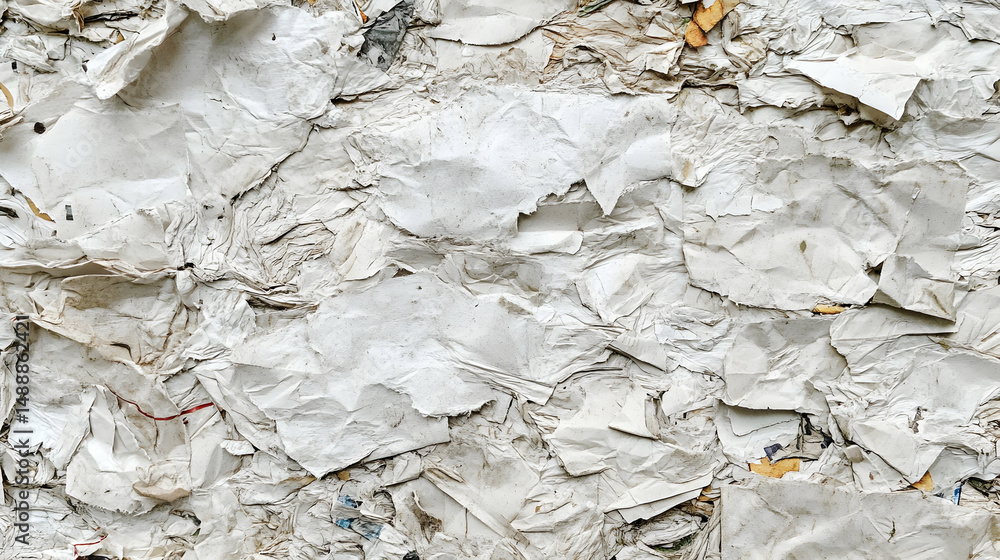 Poster layered textures: a collage of crumpled paper forms a unique background pattern