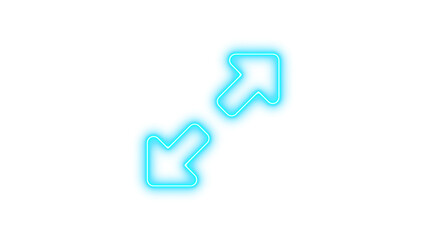 Neon Arrows in Opposite Directions, Neon up right and down left from center icon glow with transparent background