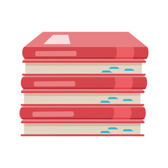 Hand drawn book clipart isolated on white background. Various notebook position. Stack of books. Messy books. Materials for education, reading, literature, and scientific theme.