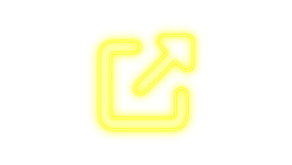 Glowing Neon External Link Icon, Neon up right from square icon glow with transparent background