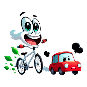 cycle and Car &ndash; Friendly bike encourages less pollution by choosing eco-friendly travel.