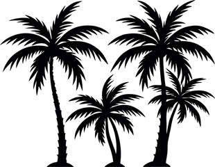 palm tree silhouette set