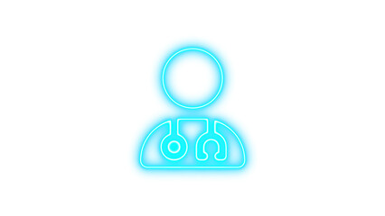 Neon Doctor Icon with Stethoscope, Neon user doctor icon glow with transparent background