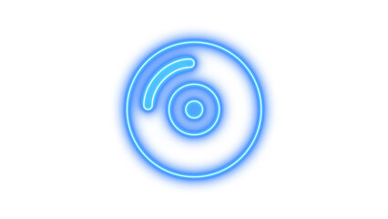 Neon compact disc icon glow with transparent background