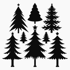 set of trees Vector icon illustration silhouette Graphics design image white background
