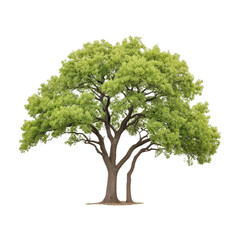 Obraz premium A single isolated tree with vibrant green foliage stands on white background.