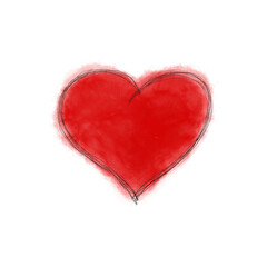 Hand drawn watercolor red heart