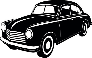 retro old vintage car vector illustration silhouette