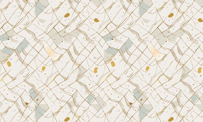 Contemporary Abstract Geometric Patterns - Gold and Teal Palette