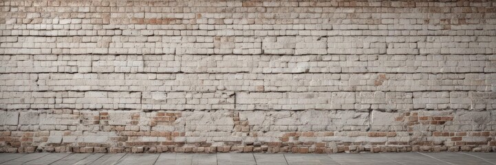 Fototapeta premium Aged white brick wall, heavily textured, grunge aesthetic , concrete, monochrome, urban