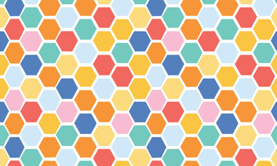 Retro Inspired Colorful Hexagon Tile Backgrounds Pattern 