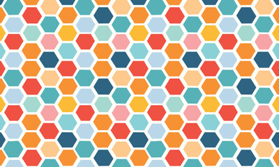 Set of Repeating Colorful Honeycomb Designs - Modern Geometric Art