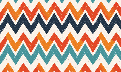 Set of Vibrant Tribal Chevron Illustrations - Seamless & Tileable
