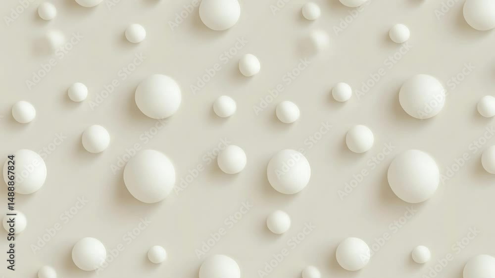 Poster white spheres with soft shadows background animation for video intros.
