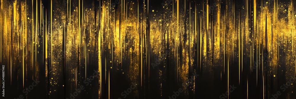 Poster golden abstract design with vertical lines and shimmering effects on a dark background for creative 