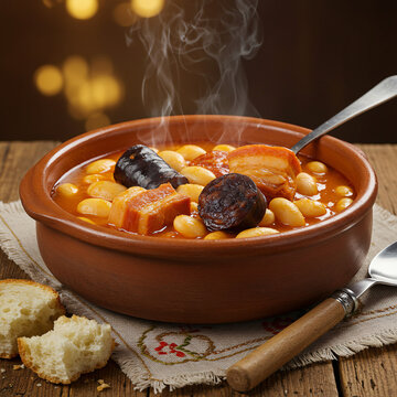 Hearty Fabada Asturiana White Bean Stew with Chorizo, Morcilla, and Pork Belly