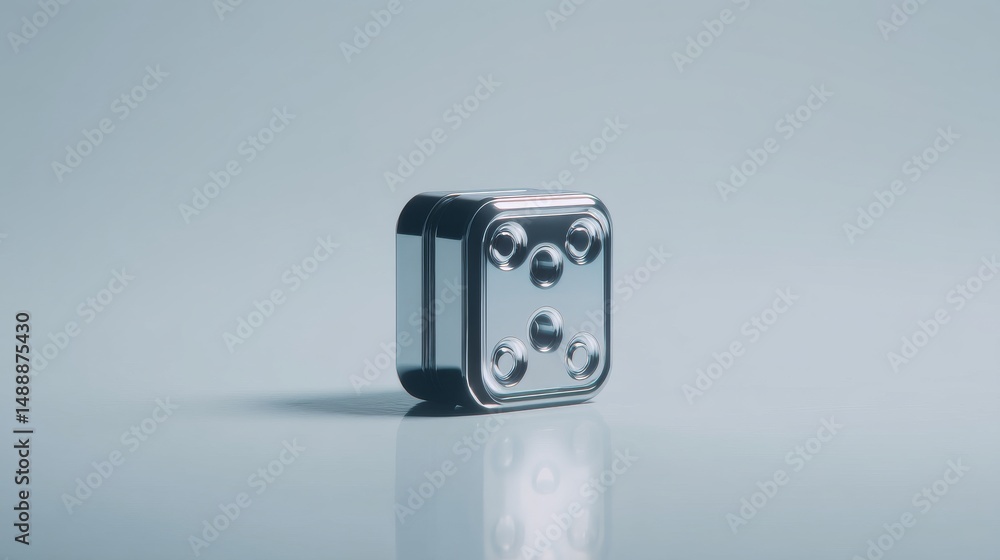 Poster a sleek, modern metallic object with a reflective surface and distinct shapes.
