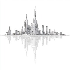 Fototapeta premium Futuristic floating city on white background