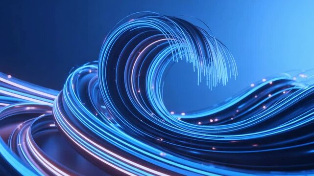 Dynamic sound wave isolated on white background. Musical particle pulsing. Blue energy flow concept. 3D rendering. abstrack background with wave style