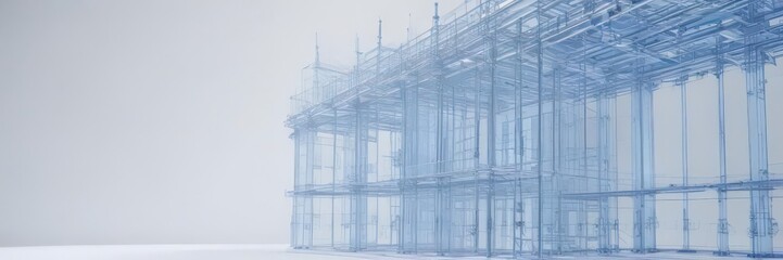 Crisp white background with translucent blue architectural blueprint overlay ,  site plan,  structure,  background